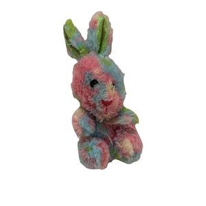 Tom's Toy International Bunny Rabbit Plush Tie Dye Pink Blue Green 7" Stuff Toy
